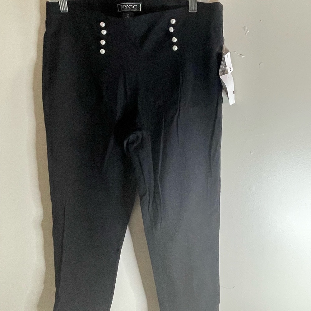 Chic Black Trousers with Pearl Accents